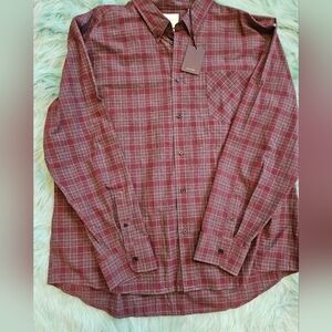 Billy Reid Tuscumbia Shirt in Wine/Grey Size XXL